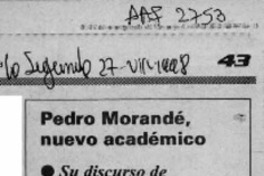 Pedro Morandé, nuevo académico  [artículo].