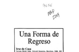 Una forma de regreso  [artículo] Hernán Poblete Varas.