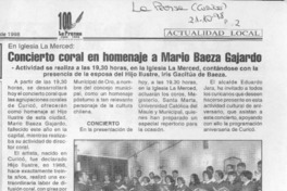 Concierto coral en homenaje a Mario Baeza Gajardo  [artículo].