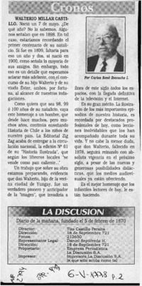 Walterio Millar Castillo  [artículo] Carlos René Ibacache I.