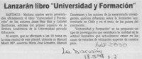 Lanzarán libro "Universidad y formación"