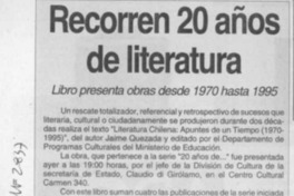 Recorren 20 años de literatura  [artículo].