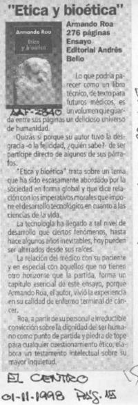 "Etica y bioética"  [artículo].
