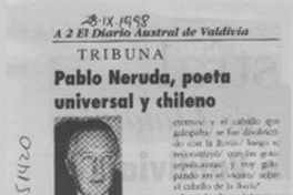 Pablo Neruda, poeta universal y chileno  [artículo] Erwin Haverbeck O.