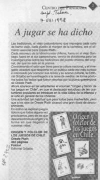 A jugar se ha dicho  [artículo].