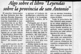 Algo sobre el libro "Leyendas sobre la provincia de San Antonio"  [artículo] Ana Aranda González.