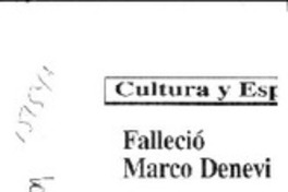 Falleció Marco Denevi  [artículo].