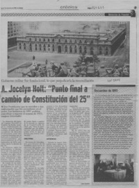 A. Jocelyn Holt, "Punto final a cambio de Constitución del 25"  [artículo] Lidia Fuentes.
