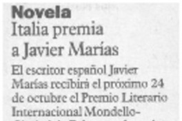 Italia premia a Javier Marías