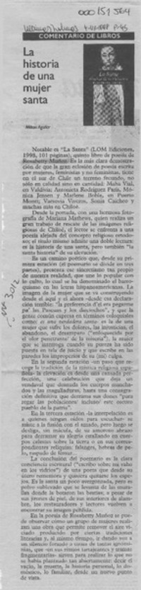 La historia de una mujer santa  [artículo] Milton Aguilar.