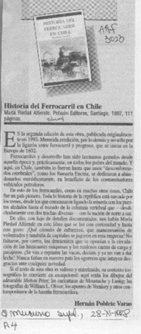 Historia del ferrocarril en Chile  [artículo] Hernán Poblete Varas.