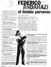 Federico Andahazi el tímido perverso  [artículo] Verónica Vergara.