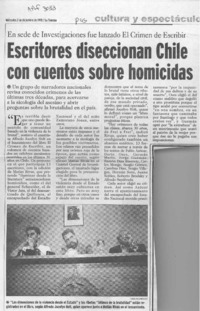Escritores diseccionan Chile con cuentos sobre homicidas  [artículo].