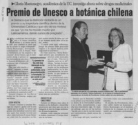 Premio de Unesco a botánica chilena