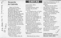 Recuerdo de Gabriela  [artículo] Gilda Péndola.