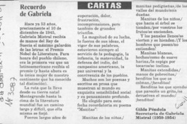 Recuerdo de Gabriela  [artículo] Gilda Péndola.