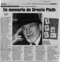 En memoria de Oreste Plath  [artículo] Patricia Cerda.