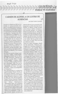 Carmen de Alonso a un lustro de ausencias  [artículo] José Arraño Acevedo.