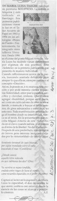 Solsticio  [artículo] A. P.