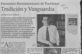 Encuentro iberoamericano de escritores tradicion y vanguardia  [artículo] María Teresa Cárdenas.
