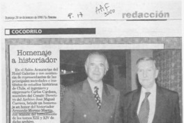 Homenaje a historiador  [artículo].