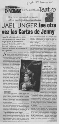 Jael Unger lee otra vez las Cartas de Jenny