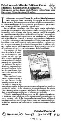 Fabricantes de miseria, políticos, curas, militares, empresarios, sindicatos --  [artículo] Cristóbal Camino M.