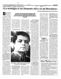 "La nostalgia es un elemento clave en mi literatura"  [artículo] Carlos Morales Castro.