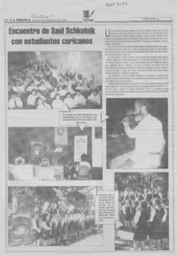 Encuentro de Saúl Schkolnik con estudiantes curicanos  [artículo].