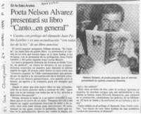 Poeta Nelson Alvarez presentará su libro "Canto --en general"