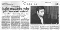 Escritor magallánico recibió galardón a nivel nacional  [artículo].