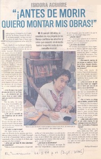 "Antes de morir quiero montar mis obras!" (entrevista)