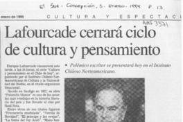 Lafourcade cerrará ciclo de cultura y pensamiento