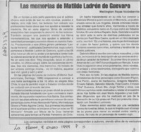 Las memorias de Matilde Ladrón de Guevara  [artículo] Wellington Rojas Valdebenito.