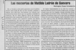 Las memorias de Matilde Ladrón de Guevara  [artículo] Wellington Rojas Valdebenito.