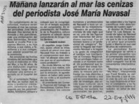 Mañana lanzarán al mar las cenizas del periodista José María Navasal  [artículo].
