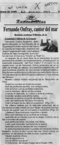 Fernando Onfray, cantor del mar  [artículo] Hermelo Arabena Williams.