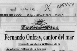 Fernando Onfray, cantor del mar  [artículo] Hermelo Arabena Williams.