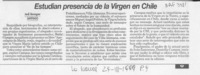 Estudian presencia de la virgen en Chile  [artículo] Jordi Berenguer.