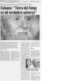 Coloane, "Tierra del Fuego es mi verdadero universo"