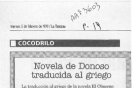 Novela de Donoso traducida el griego  [artículo].