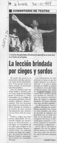 La lección brindada por ciegos y sordos  [artículo] Leopoldo Pulgar I.