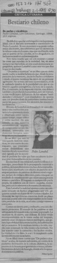 Bestiario chileno  [artículo] Milton Aguilar.