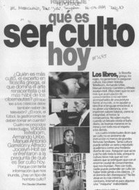Qué es ser culto hoy  [artículo] Claudia Cifuentes.