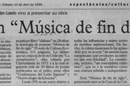 Editan "Música de fin de siglo"  [artículo].