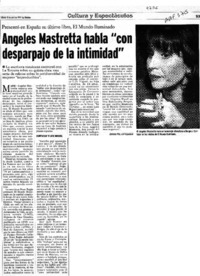 Angeles Mastretta habla "Con desparpajo de la intimidad"  [artículo] Ximena Poo.