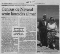 Cenizas de Navasal serán lanzadas al mar