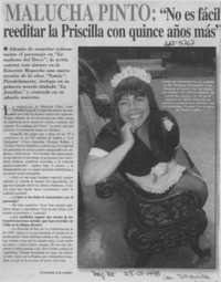 Malucha Pinto, "No es fácil reeditar la Priscilla con quince años más"  [artículo].
