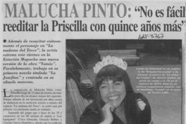 Malucha Pinto, "No es fácil reeditar la Priscilla con quince años más"  [artículo].