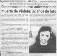 Conmemoran nuevo aniversario de muerte de Violeta: 32 años de luto
